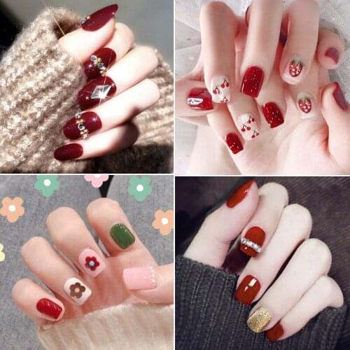 High Quality Fashion Small Fresh 24 Pieces of Fake Nails Waterproof Nail Pieces Collection DIY Nail Salon Art Decoration Tools