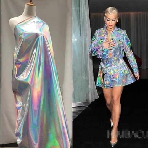 Bright Metallic Sense of Silver Sheep Mark Coating PU leather fabric bag dress gloves diy Dance Garment textiles fabric,A522