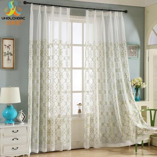 Window Curtain Voile Sheer Curtain Floral Embroidery Tulle Linen Fabrics for Bedroom Living Room Kid Bedroom Drape Panel 1PCS