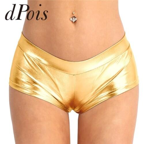 Womens Hot Shorts Shiny Faux Leather Shorts Stretchy Low Rise Shorts Women Raves Dance Costume Gym Exercising Shorts Underpants