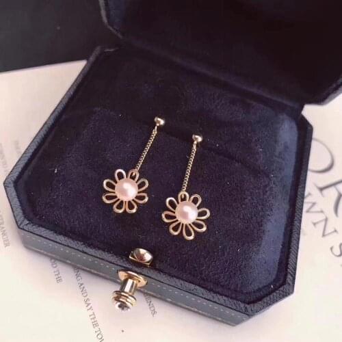 Flower 925 Sterling Silver Earrings Mountings Jewelry Parts Fittings Women Accessories for Pearls Beads Stones Agate Jade