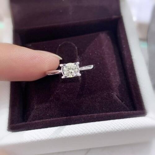 KL Color VS Round Cut 0.3Carat Natural Real Diamond Halo Engagement Ring Fine Jewelry For Women Solid 18K White Gold