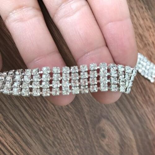 0.5" Wide Rhinestone Cup Beaded Chain Trim Sew On Strass Crystal Pearl Beading Trimming