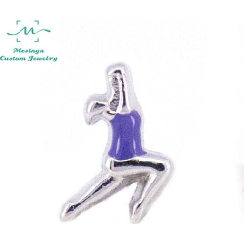 10pcs Silver Girl Gymnastics Custom Floating Charms For Glass Locket