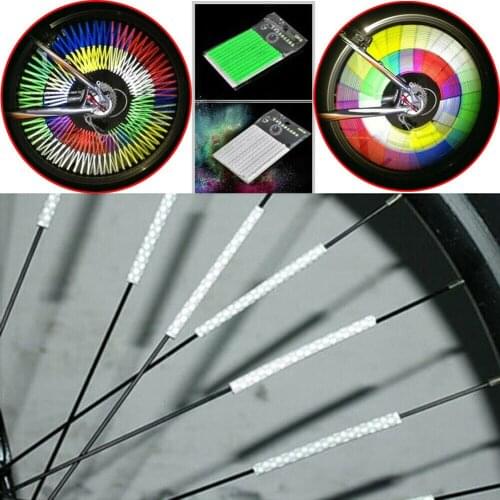 12pcs/kit Bicycle Bike Wheel Rim Reflective Light Strip Wheel Spoke Reflector Road Mountain Bike Mount Clip Tube Safety Warning