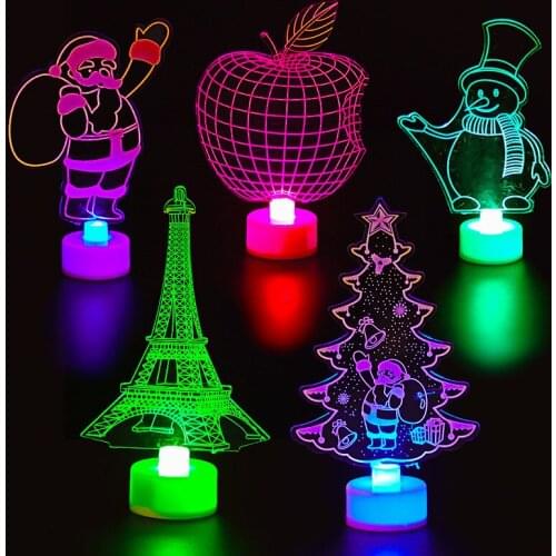 3D Lamp Acrylic 7 Color Flash LED Night Lights Xmas Decor Night Light Christmas Decorations for Home Neon Lamp New Year Gifts