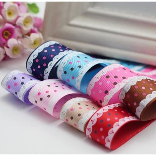 New Arrival 1 meters (25mm) Satin ribbon Polka Dots printed ribbon DIY hairbow accessories Handmade Christmas wedding Decoration
