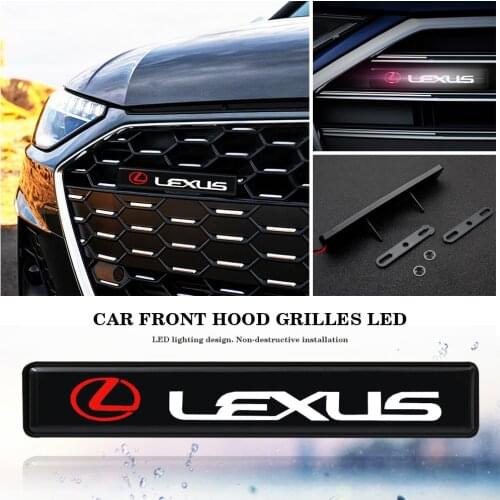 Car Sticker ABS Chrome Front Hood Grille Emblem LED Decorative Light For Lexus IS200 IS250 IS300 CT200H ES200 Car Accessories