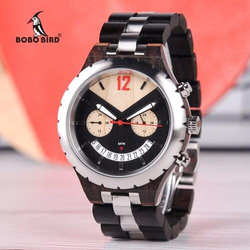 BOBO BIRD Wood Watches for Men Watch Wooden Quartz Wristwatches Male Japanese Movement Auto Date