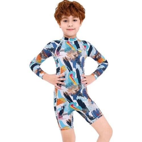 One Piece Back Zipper Swimming Wear For Kids Short Swimsuit Girl Swimwear Bathing Suit Boy Swimming Suit Children Rash Guard Sun