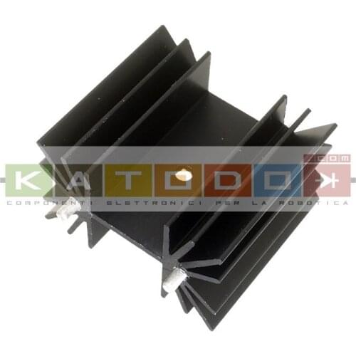 Black anodized aluminum Heatsink T39/38 TO220 - 35,7x39,5x22,4 mm ( HxLxP) - Pin distance 25,05 +/- 0,05 mm