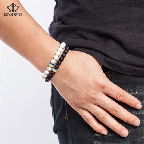 Color Chakra Energy Stone Adjustable 2 Piece/Batch Beaded Bracelet Bracelet Set Scrub Stone White Black Braided Bracelet