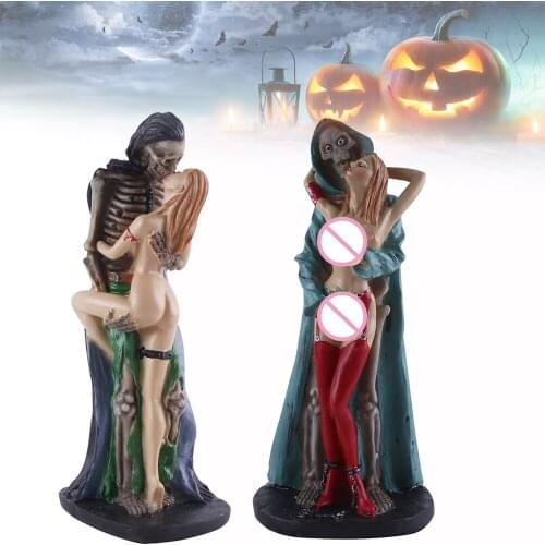 Room Decor Halloween Resin Ornament Creative Couple Handmade Crafts Decoration For Office Home Living Room Bedroom