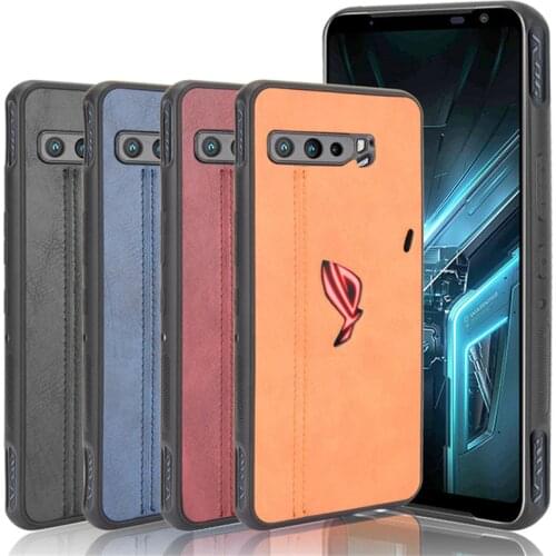 For Asus ROG Phone 3 Strix ZS661KS Luxury Calfskin PU Leather lines Back Cover Case For Asus ZS661KS Asus ROG3 I003DD Phone Case