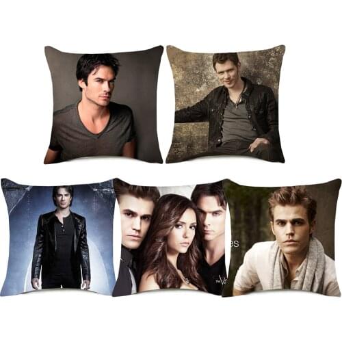The Vampire Diaries Actor Cushion Cover Beauty Rose Flower Linen Pillow Cases 6 Styles Bedroom Sofa Decor