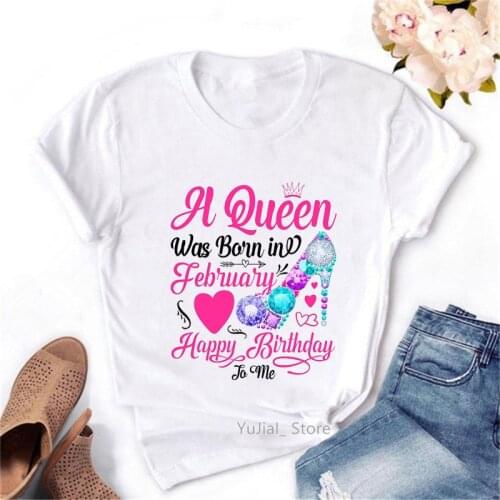 Queen Are Born In april Graphic Print Tshirt Women Golden Crown T Shirt Femme Harajuaku Shirt Birthday Gift Female T-Shirt