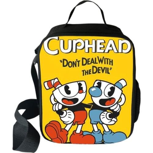 Hot Game Cuphead Mugman Cooler Lunch Bag Cartoon Girls Portable Thermal Food Picnic Bags for School Kids Boys Box Tote