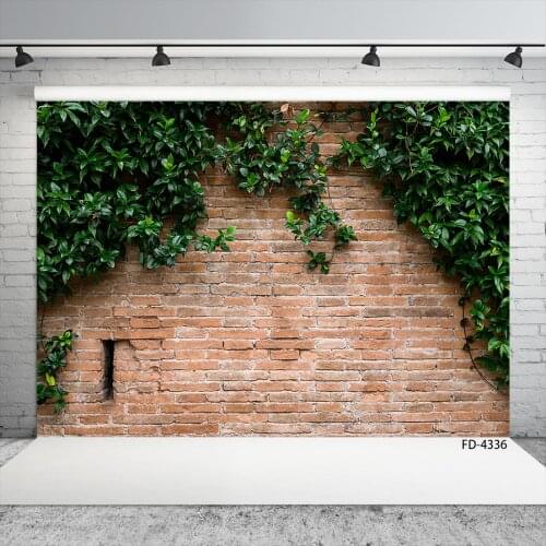 Brick Wall Green Leaves Spring Photo Background Custom Backdrop for Children Baby Toy Pets Portrait Photocall Photography Props