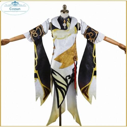 Anime Genshin Impact Ningguang Cheongsam Game Suit Gorgeous Dress Uniform Cosplay Costume Halloween Outfit For Women Girls New 2