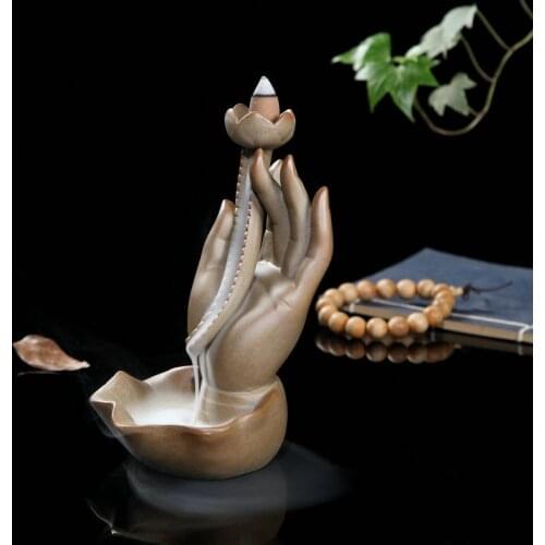 Lotus bergamot ceramic backflow incense burner incense burner agarwood sandalwood creative retro home ornaments