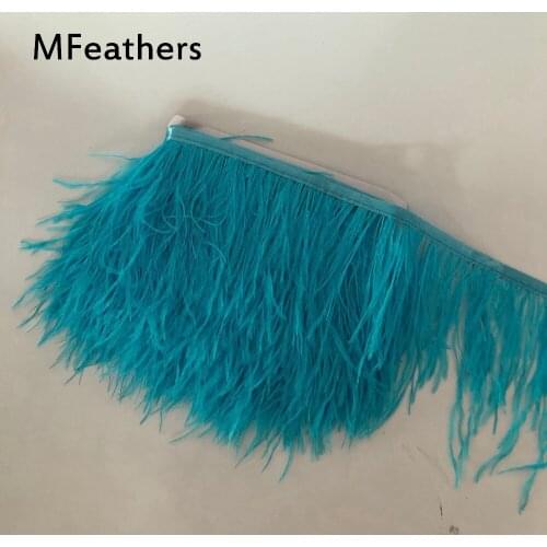Hot 10 meters 8-10CM light turquoise Blue colored ostrich feather trims for skirt/dress/costume feathers ribbon plumas trimming
