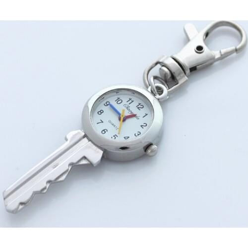 Cute Lovely Fashion Brand New Fashion Crystal KEY Style Pocket Pendant Key Ring Chain Quartz Dress Watch with Gift Bag GL59K