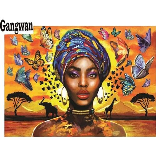 Diy stitch cross Indian woman 5d diy diamond embroidery butterfly pattern, full square round diamond painting 5d mosaic handmade