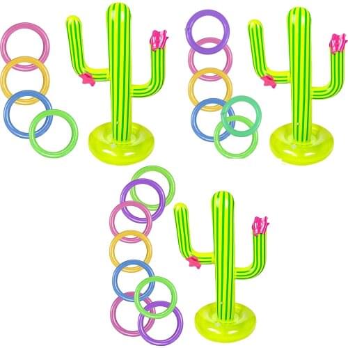 Inflatable Cross Ring Toss Game Swimming Pool Fun Toys Summer Water Beach Party Props Plaything Air Mattress with 4/6/8 Circles