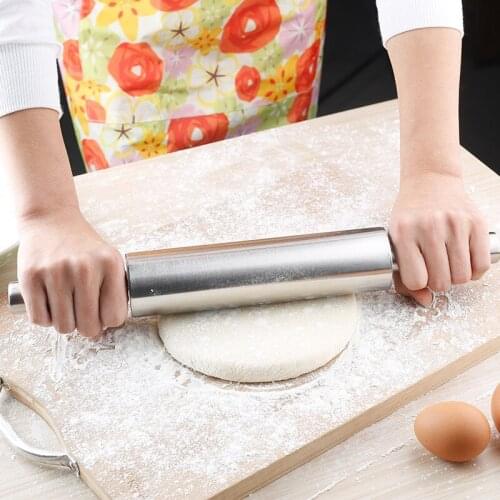 Stainless Steel Rolling Pin Non-stick Pastry Dough Roller Bake Pizza Noodles Cookie Pie Making Kitchen Baking Tools Household