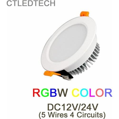 New LED RGBW downlight DC12V 24V input, constant voltage 12Vdc RGBW ceiling light Recessed Lamp