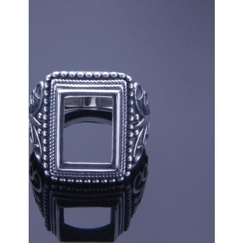 10*14mm 925 STERLING SILVER men Punk Semi Mount Bases Blanks base blank Pad ring Setting wedding jewelry findings diy A2505