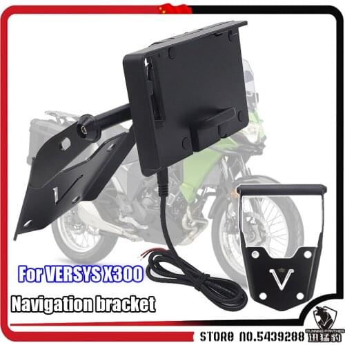 Frame Motorcycle Accessories GPS Modified Navigation Bracket USB and Wireless charging Fit for KAWASAKI VERSYS X300 X-300