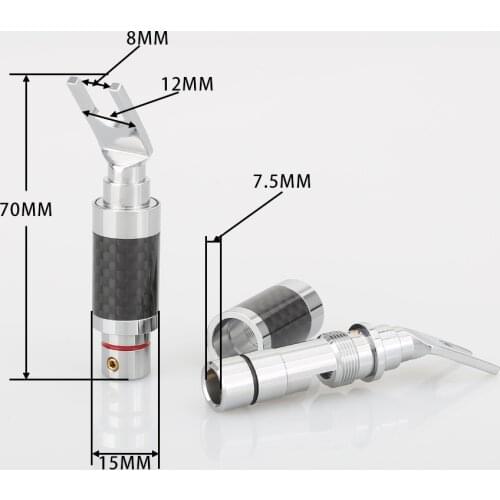 Rhodium Carbon Fiber Spade Plug Speaker Cable screw locking Connector terminal plug