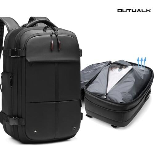 OUTWALK Men Backpack Fit 15''17'' Laptops USB Recharging Multi-Layer Space Schoolbag Male Travel Backpacks Anti-Thief Bag