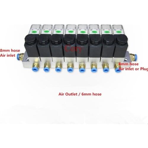 1PC Solenoid valve busbar 2 way Pneumatic Aluminium sets 2V025-06/08 Port 1/8 1/4 BSP pushfit fittings 6mm DC24V/12V AC220V/110V