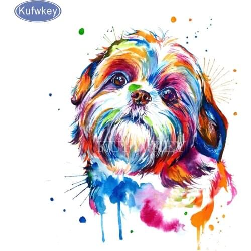 "Shih Tzu dog"Watercolor DIY 5D Diamond Painting Cross Stitch Diamond Embroidery rhinestones 3d picture mosaic diamond stickers