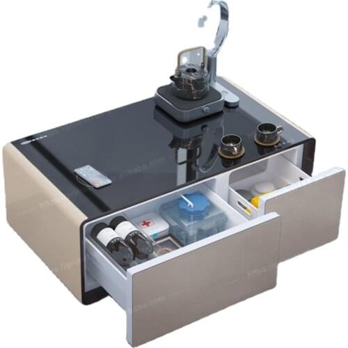Black Color Smart Touch Furniture Table with Refrigerator Drawers