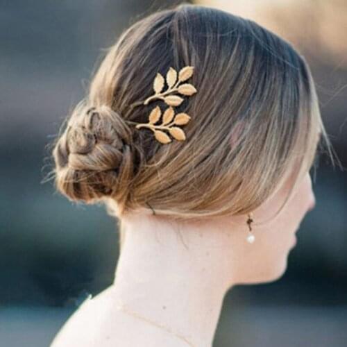 Vintage Hair Clip Olive Branch Leaves Snap Hair Barrette Stick Hairpin Hair Styling Accessories for Women Girls Side Clip