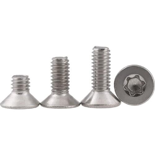 50Pcs GB2673 M2 M2.5 M3 M4 304 Stainless Steel Countersunk Head Plum Six Stars Plum Anti-theft Screws Flat Screws