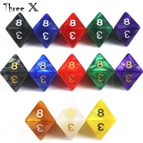 High Quality 10PCS TRPG D8 Dice forDND 8 Sided Games Dices 6 Colors Desktop Polyhedral Set ,as Toy Kit