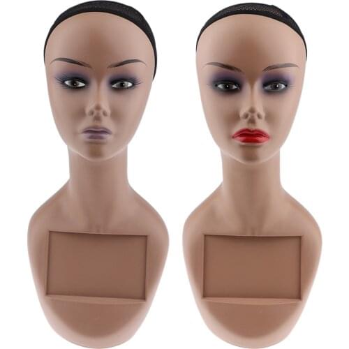 Female Mannequin Model Realistic Soft Mannequin Head with Bust Net Cap for Wigs Jewelry Scarf Display Stand