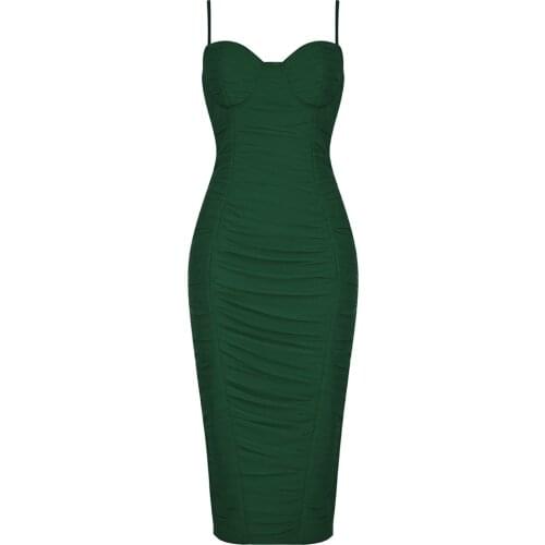 Summer Womens Dress 2021 Spaghetti Strap Bandage Dress Sexy Draped Bodycon Celebrity Club Party Dresses