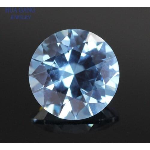 106# Synthetic Spinel Stone Light Blue Stone 0.8-10mm Round Brilliant Cut Gems For Jewelry
