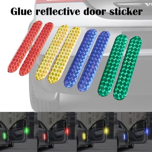 2pcs Car Reflective Sticker Car Door Stickers Decal Warning Reflective Strips 4 Colors Safety Mark Auto Reflector Stickers