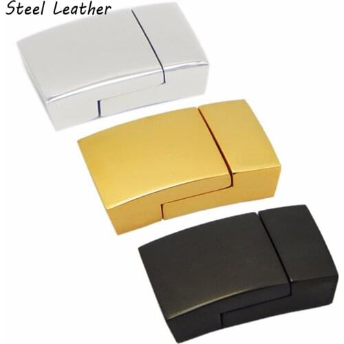 20pcs/lot custom logo hole: 10*3mm Square Magnet Buckle 316L Stainless Steel Magnetic Clasp Hook DIY Bracelet Jewelry Make