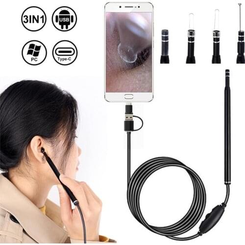 3in1 In-ear Cleaning Otoscope HD Visible Home Ear Pick Endoscope Mini Camera Ear Wax Removal Visual Ear Mouth Nose Endoscope
