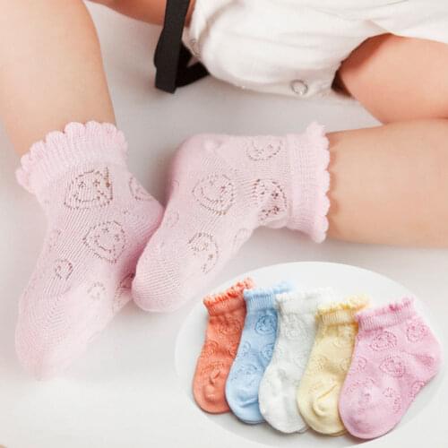 5 Pairs Spring Summer Baby Socks Solid Color Infant Baby Floor Socks Soft Cotton Anti-slip Boat Socks for Girls
