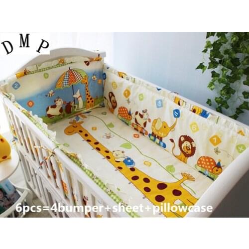 6PCS Giraffe protetor de berco baby bedding sets crib bedding sets for boys infant (4bumper+sheet+pillow cover)