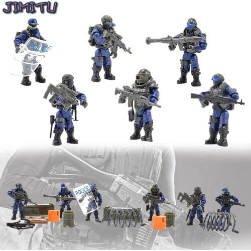 6 Soldiers/Set Police Figure Toys for Boy Military Building Blocks Joint Movable Doll Assembled Model Bricks Toy Collection Gift