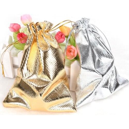 10pcs/lot silver/gold Drawstring Velvet bag Drawable Organza Pouch Christmas Wedding Gift Jewelry Bag Adjustable Jewelry Packing